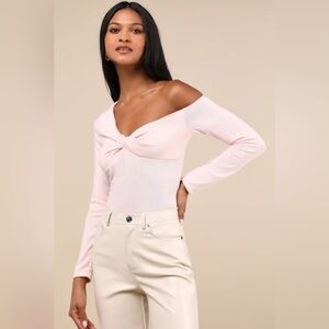 Lulus Adorable Simplicity Light Pink One-Shoulder Sweater Top